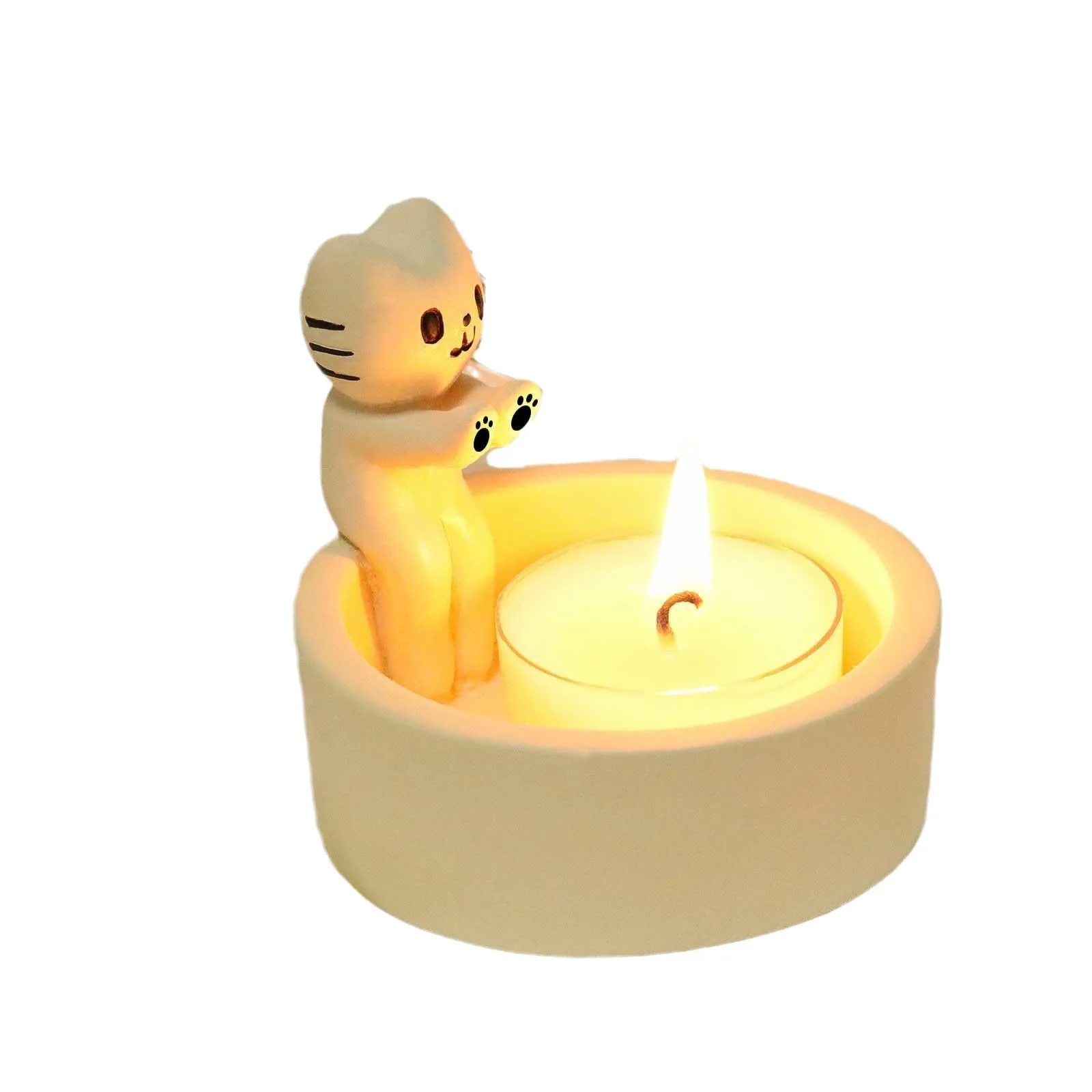 New Luxury Art Resin Animal Cat Candlestick Home Cat Warming Paws Candle Holder Scented Candlelight Dinner for Home Decoration