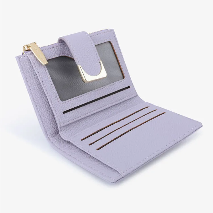 ODM Ladies Card Bag Female Purse PU Leather Litchi Pattern Short Zipper Coin Wallet For Women