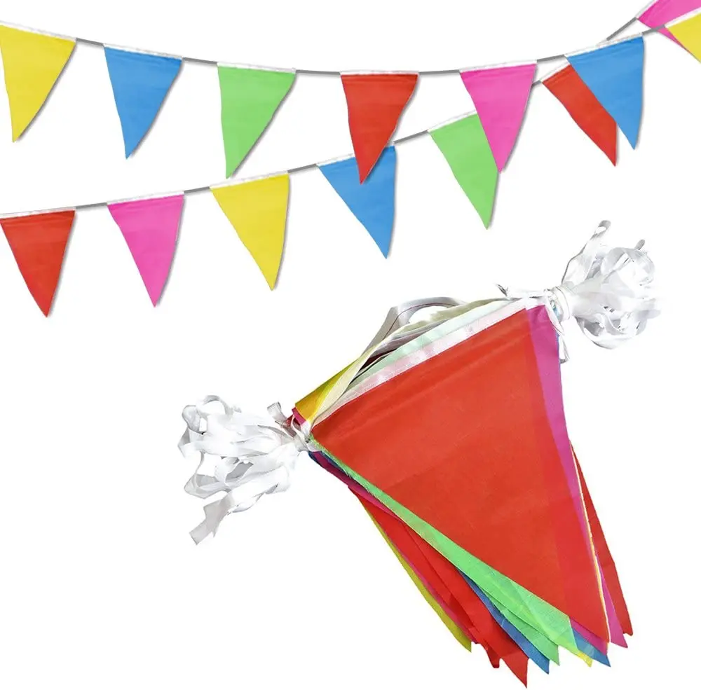 8*11 Inch Triangle Flag Banner - Multi-Color Bunting Flag - Birthday Party Grand Opening Christmas Decoration