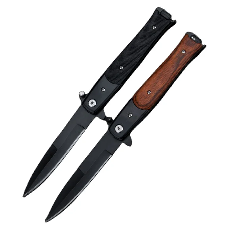 Every Day Carry 440 Steel Folding Knife G10 Black Handle Pocket Knife Lady Gift Wood Handle Self-defense Knife