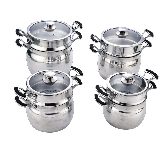 The popular Sanding Belly Shape Soup & Stock Pots  Aluminum Cooking Pot set