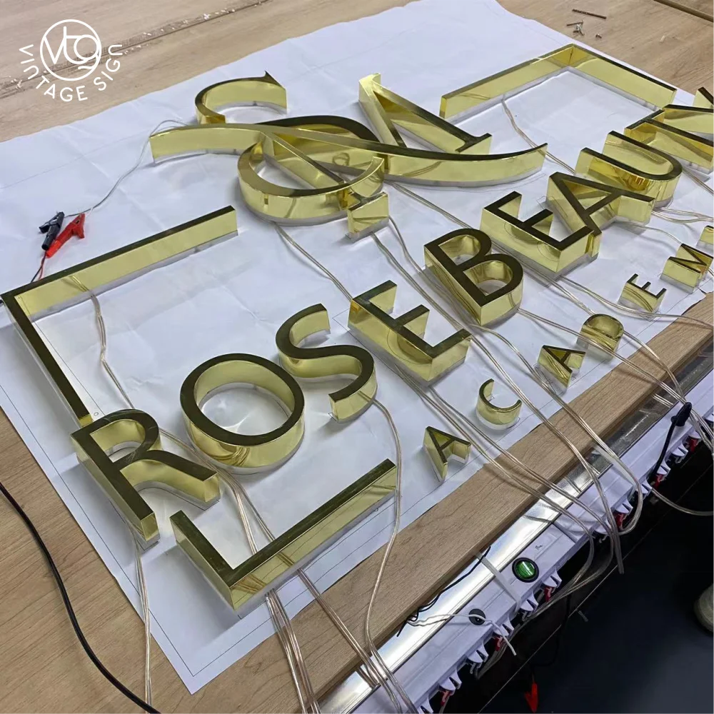 Lighting Outdoor Business Signs Acrylic Letters Back Lit Stainless Steel Channel Letter Custom 3d Backlit Sign