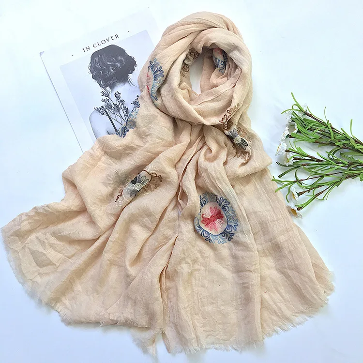 
New design fashion scarf TR viscose fabric with nice embroidery scarf factory direct sale scarf manufacturers 