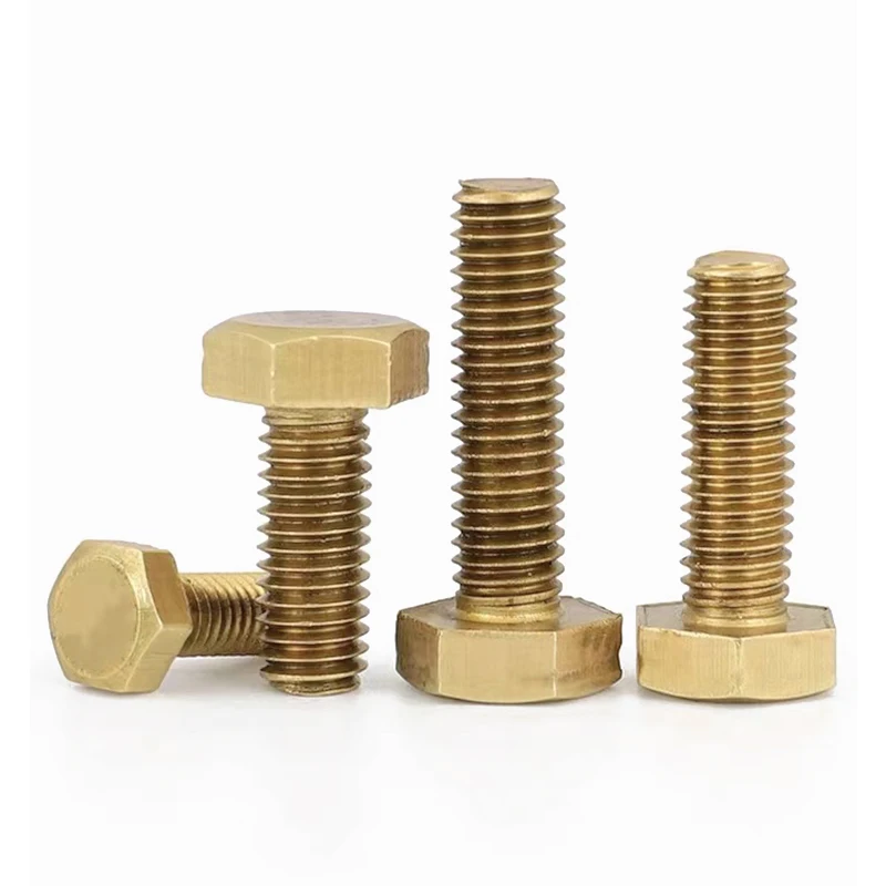 High Quality D933 brass Hex Head Bolts Flat Hex Head Full Thread Copper plated Brass  hex Bolts Hexagon Screws