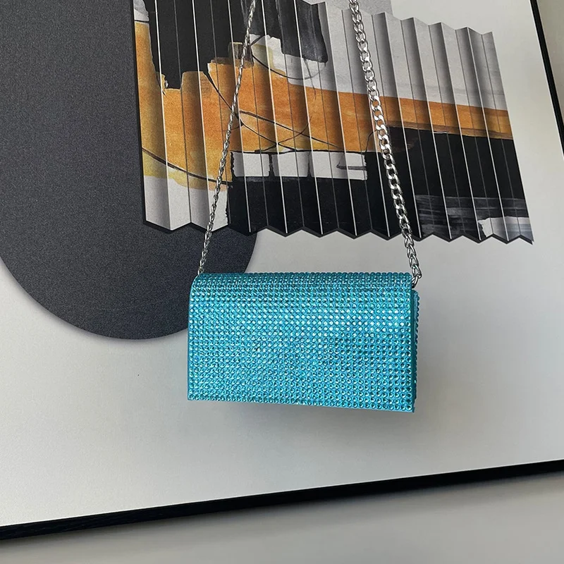 Luxury Rhinestone Evening Bag Purses for Women Chain Shoulder Ladies Sparkling Party Handbag Envelope Clutch Wedding Bag