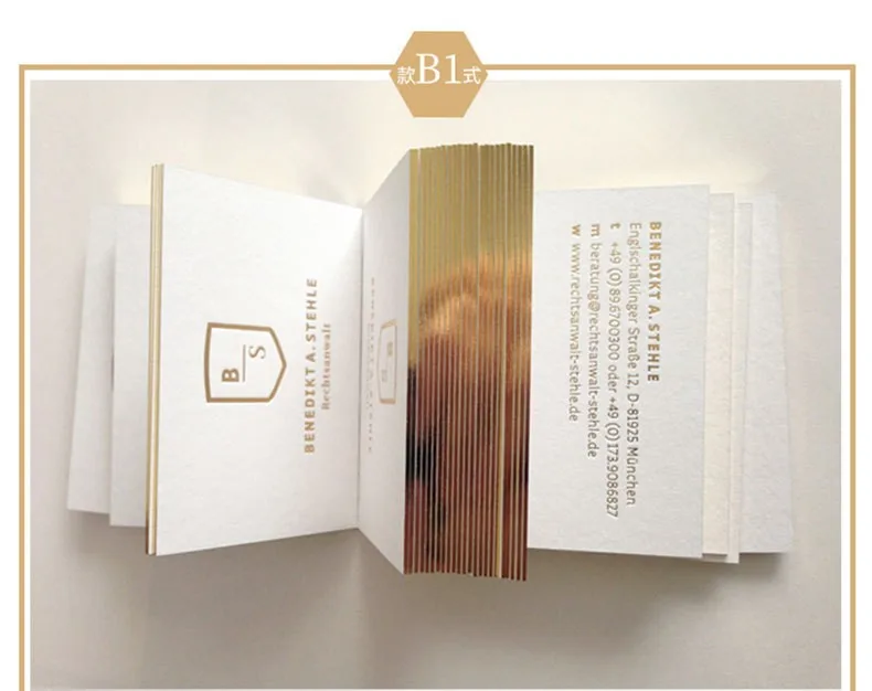 custom designs size matte or glossy golden foil surface  side gold business thank you card