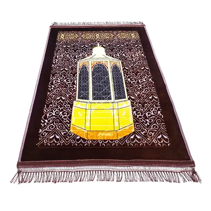 Turkish Velvet  Rug Travel Soft Plush Carpet Thick Portable  Raschel Muslim rug Islamic tassel style Sajadah Soft Prayer Mats