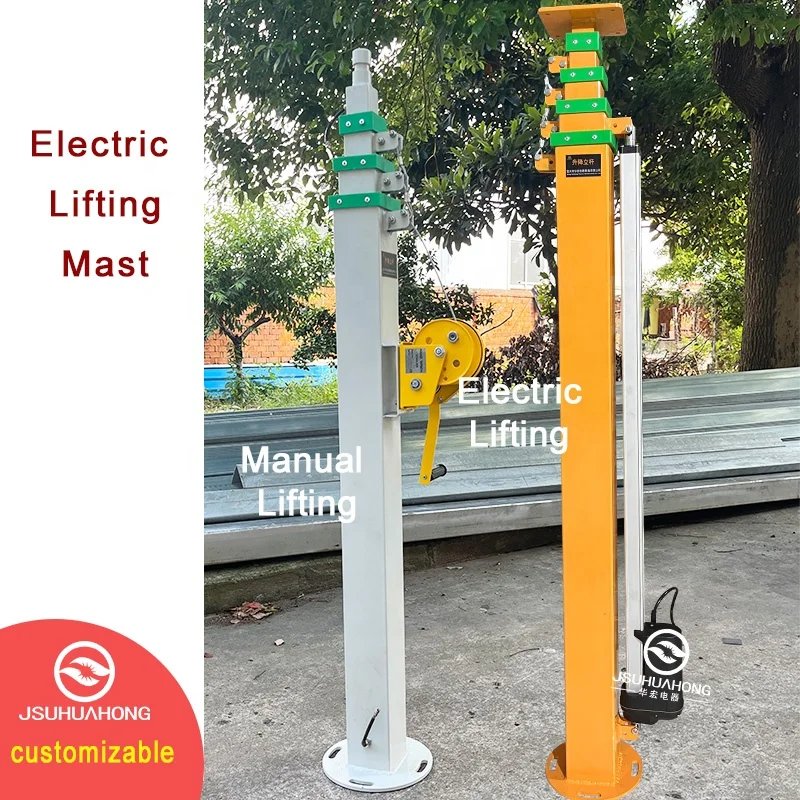 Retractable Mast Electric Steel Lifting 4M 5M 5.7M 7M Height Work Tool Retractable Mobile Mast Lift