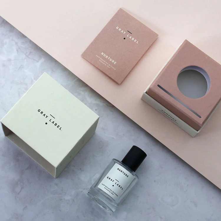 Customized Logo cover and tray paper box Paperboard 30ml 50ml 100ml empty Round Bottle Perfume Box Packaging