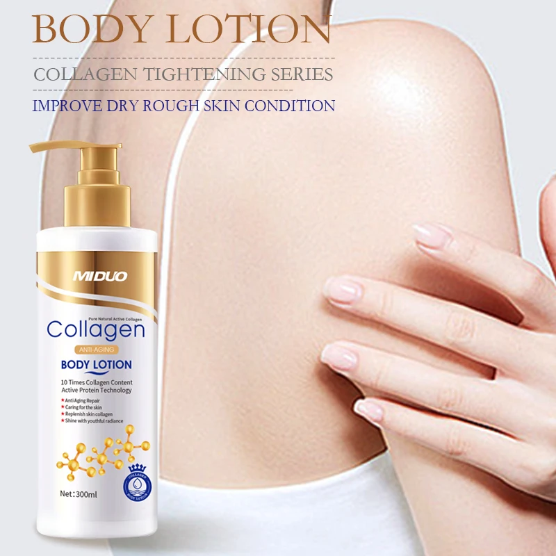 OEM 300ML Organic Retinol Instant Vitamin C Lightening Brightening Skin Whiten Moisturizing Milk Body Lotion Collagen For Women