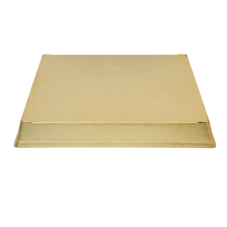 Support Personalized Custom Patterns Gold Plated Serving Candy Dry Fruit Stackable Plastic Square Serving Tray With Handles