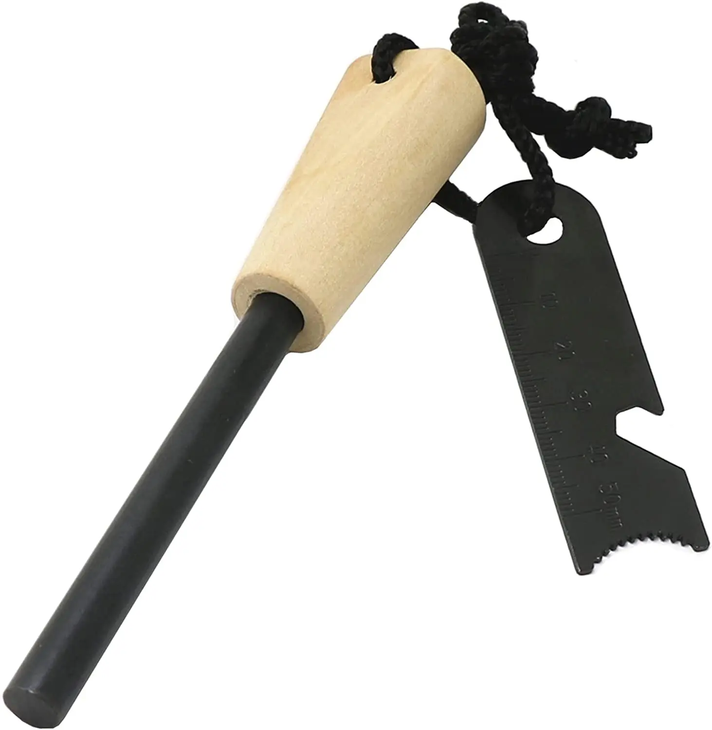 Anthrive Outdoor Camping Living Survival Magnesium Stick Rod Wood Flint Fire Starter With Handmade Wooden Handle