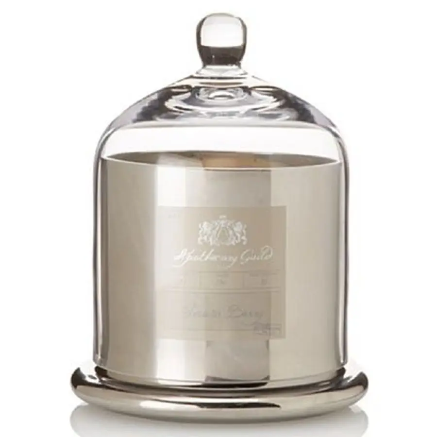 True Scent Wholesale Clear Candle Jars Luxury Silver Domed Cover Scented Candle Holder Glass Dome Jars
