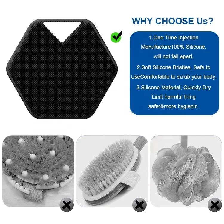 OEM/ODM Cepillo Cuerpo 12.5*12.5cm Baby Wash Massage Shower Exfoliating Silicone Body Brush Skin Scrubber Bath Brushes, Sponges