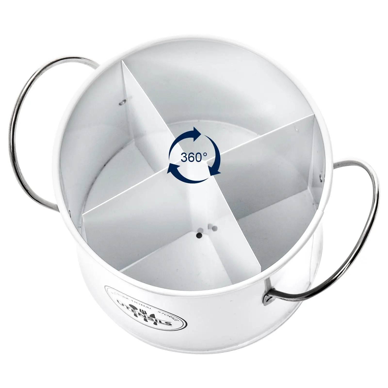 Farmhouse Utensil Holder 4 Compartment Metal Utensil Holder with Removable Divider For Kitchen Countertop