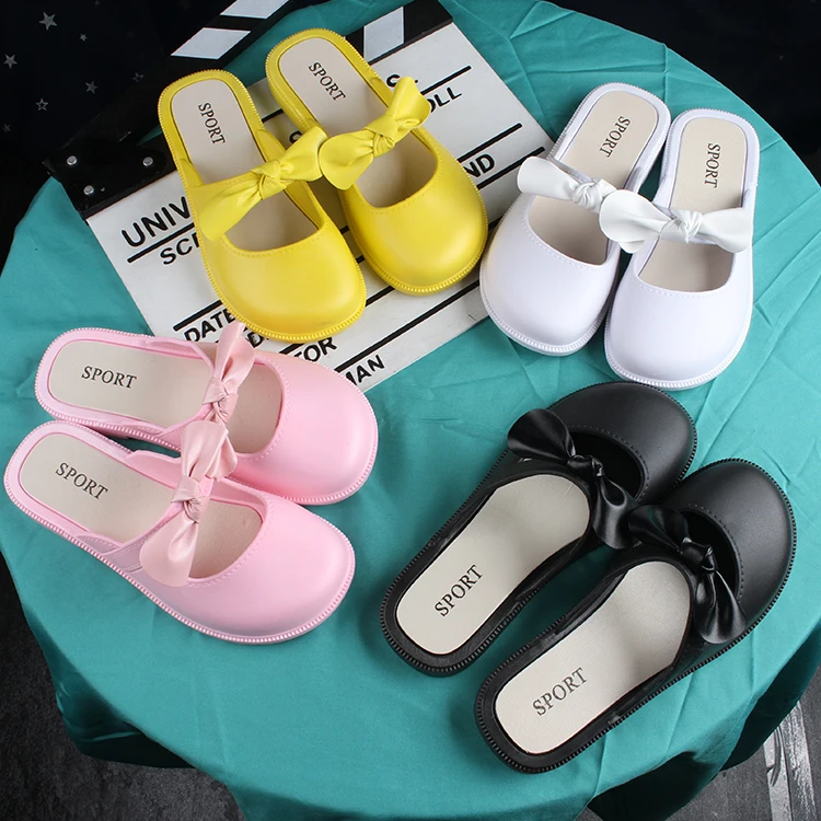 2022 Comfortable New Cute Children Sandals PVC Slippers Candy Bow Muller Shoes Casual Outdoor Flat Shoes