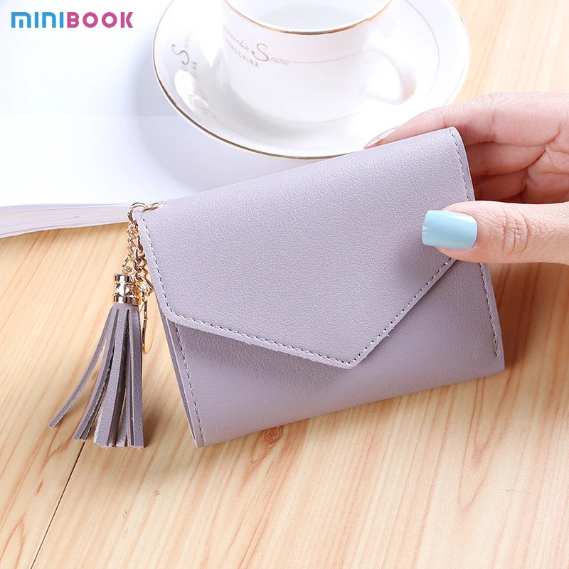 Free Sample New Fashion Small Wallet Japanese Korean Cute Little Fresh Tassels Mini Student Lady Short Wallet Custom Coin Purse