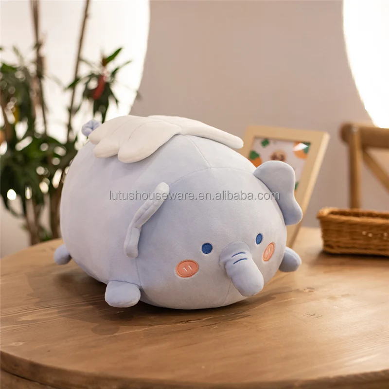 Free sample ultra soft stuffed husky hugging plush pillow squishy kids gift plush elephant animal pillow with white wings