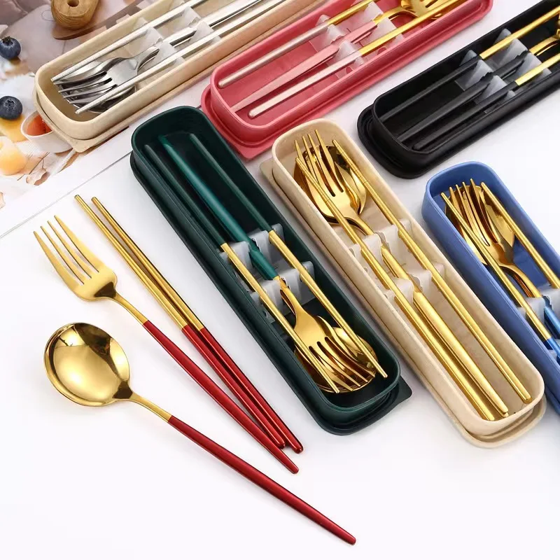 custom logo school adult cutlery set portugal hotel restaurant matte stainless steel cutlery set with box packing