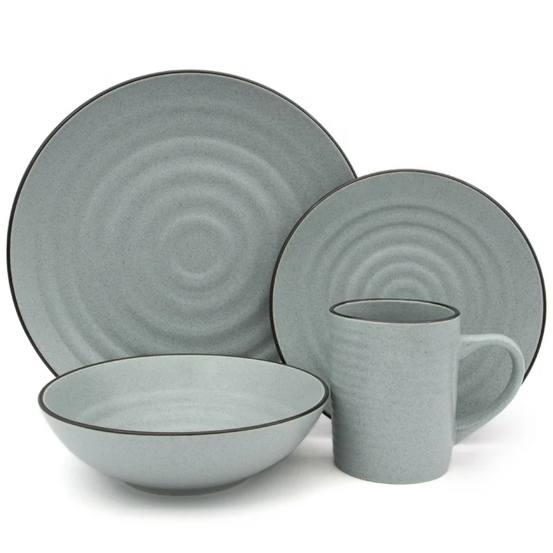 New arrival ceramic tableware set customized logo eco-friendly stoneware dinnerware sets for factory custom embossed dinner set