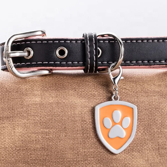 Cartoon footprints shield shaped dog tags multi-color optional engravable anti-lost zinc alloy pet ID tag collar accessories