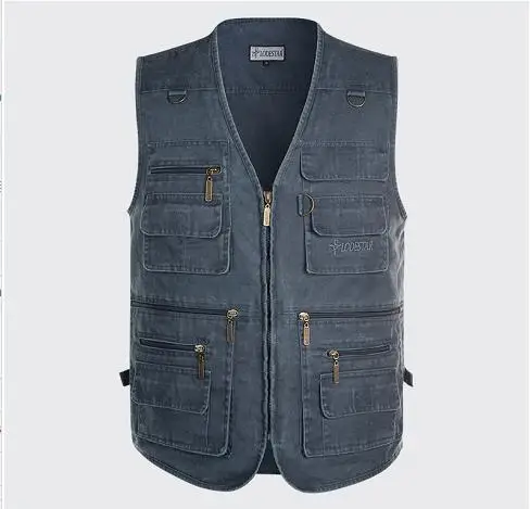 Spring and autumn high quality pure cotton washing water multi-pocket multi-pocket waistcoat cotton (16 real pockets)