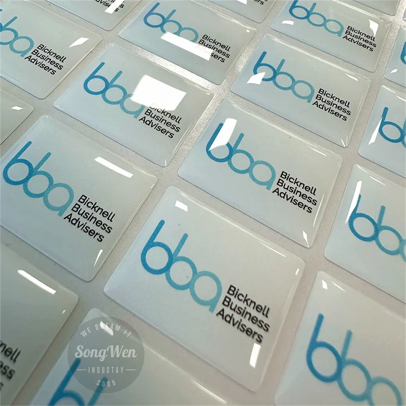 Company Logo Self Adhesive Dome Waterproof Badge Sticker Printing Clear Transparent Personalized 3D Resin Dome Stickers