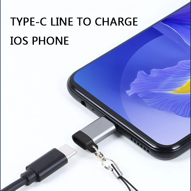 Type-c mobile phone adapter Type-c USB ios adapter with key chain sync charger OTG converter for iPhone 11 12
