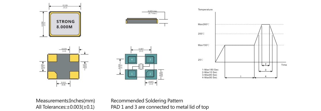 StrongFirst SMD 20Mhz 18pF 10ppm 3225 crystal quartz