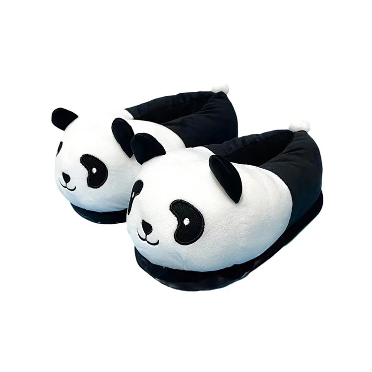 Cartoon Panda fat slippers Winter indoor warm couple cute plush floor shoes