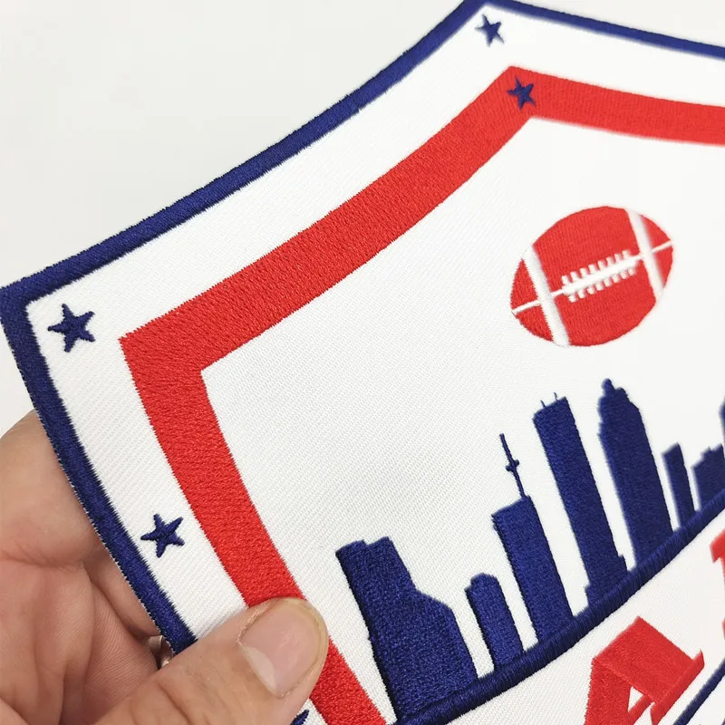 Cheap custom your own big embroidery vest back patch with iron on backing