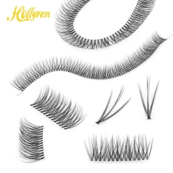 Hollyren Wholesale Segmented Eyelashes Kit Superfine Band Cluster Glue Selaer Applicator Diy Lash Extension Kit Oem Available