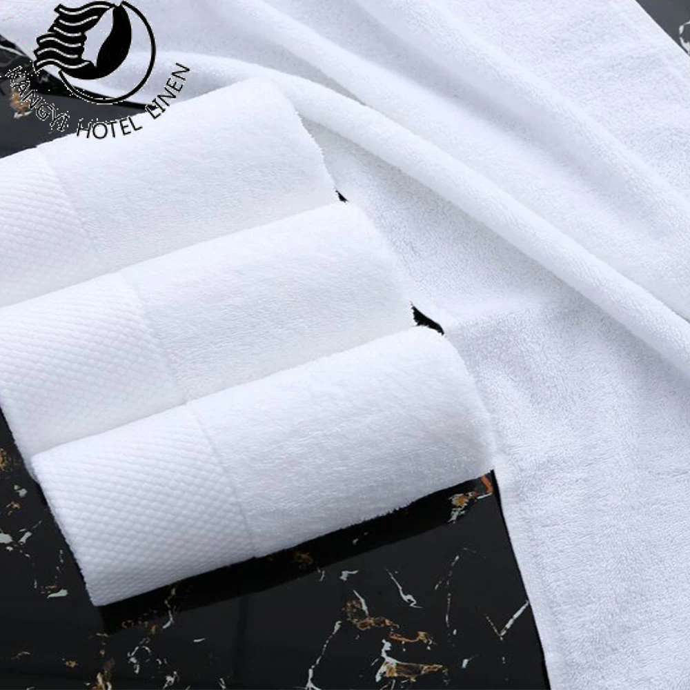 Luxury 5 Star White  Hotel 100% Cotton Plain White Towel Bath Towels Set For Body