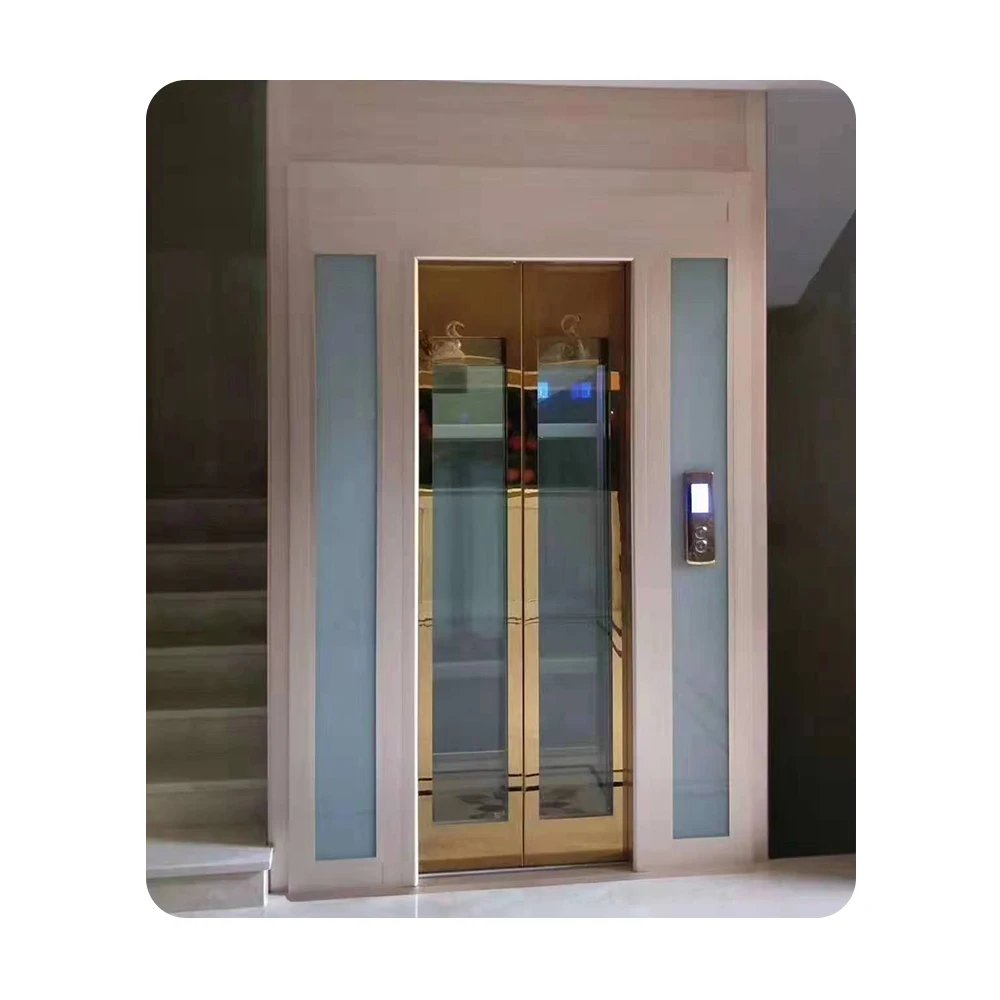 High quality custom panoramic glass automatic double swing door villa elevator modern popular home hydraulic lift