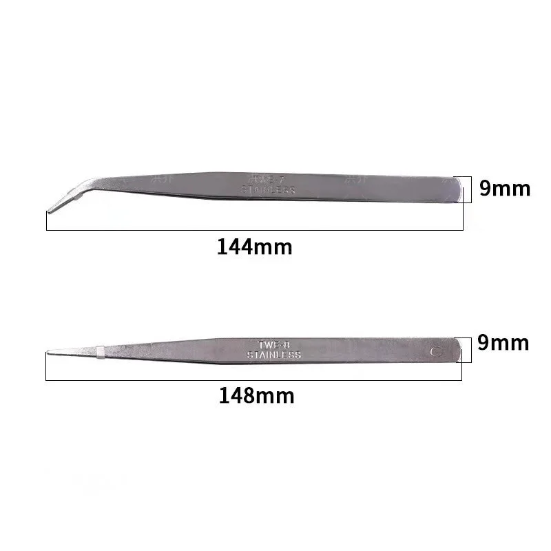 12.5/14.5cm tweezers, pointed curved tweezers, thickened straight tweezers, stainless steel elbow tweezers Nail tweezers