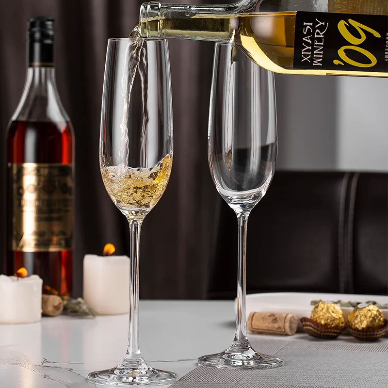 
New Design 250ml 8.45oz Long Stem Lead Free Crystal Champagne Goblet Luxury Elegant Beach Drinking Wine Glass 