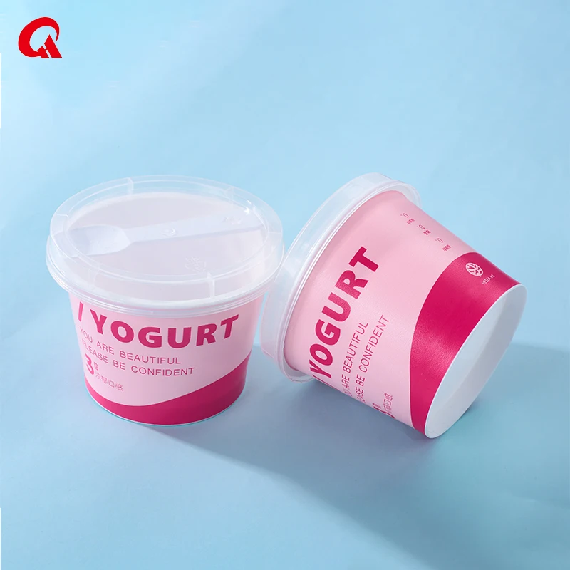 7oz/200ml wholesale food grade IML PP  plastic cup with lid and spoon for ice cream or yogurt