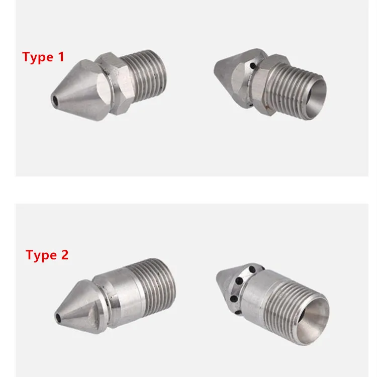 1/4' 3/8'  BSP Male Thread Drain Sewer Jetter Nozzle, Pressure Sewer Cleaning Pipe Water Jetter spray Nozzle Stainless Steel