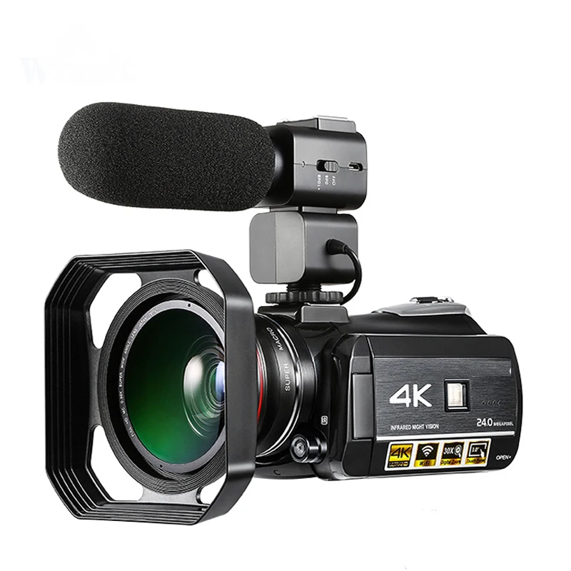 Заводская индивидуальная Цифровая видеокамера ночного видения Super 4K Wifi с сенсорным дисплеем и цифровым зумом 30X