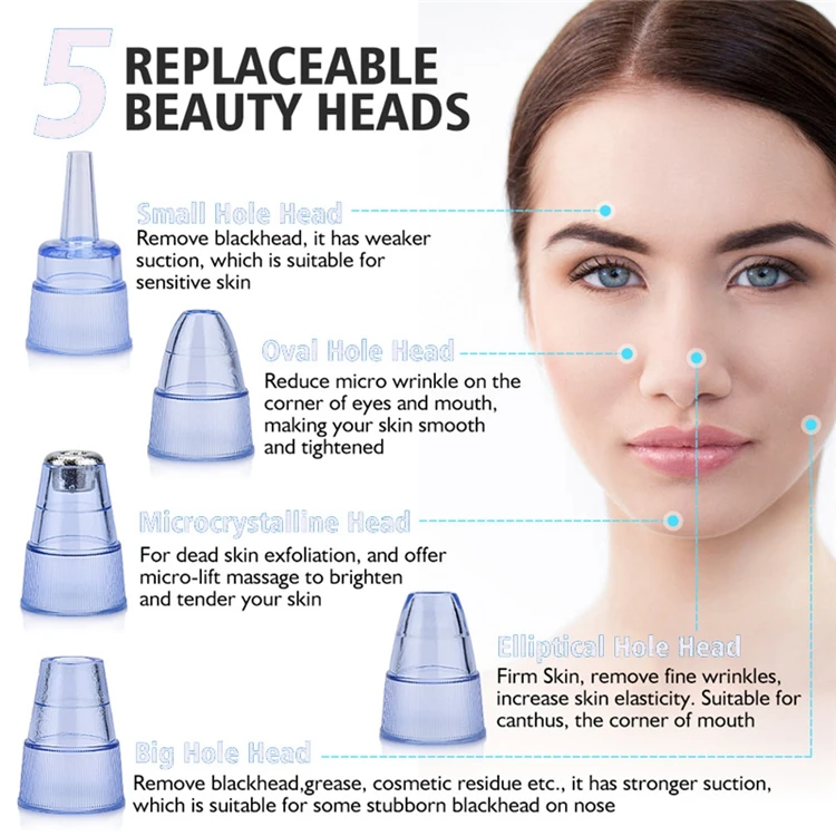 Microcrystalline Liposuction Vacuum Blackhead Remover Apparatus Electric Artifact Facial Beauty Pore Cleaner