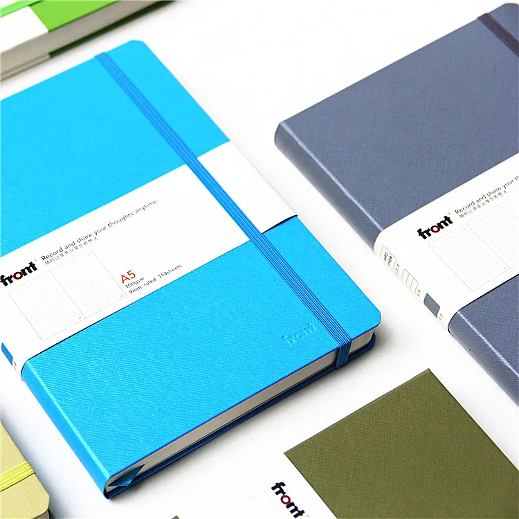 
School supplies FRONT logo printed pu hardcover dotted grid plain a5 journal note book notebook 