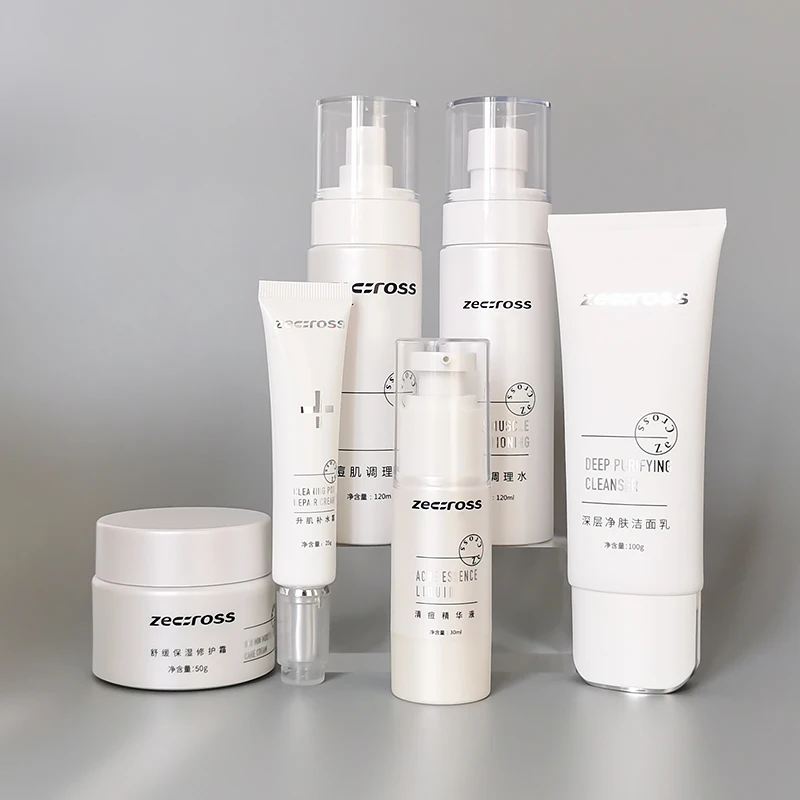 Slim or Flat options korean jars bottles set for cosmetics luxury cosmetic acrylic cream jar and bottle kits