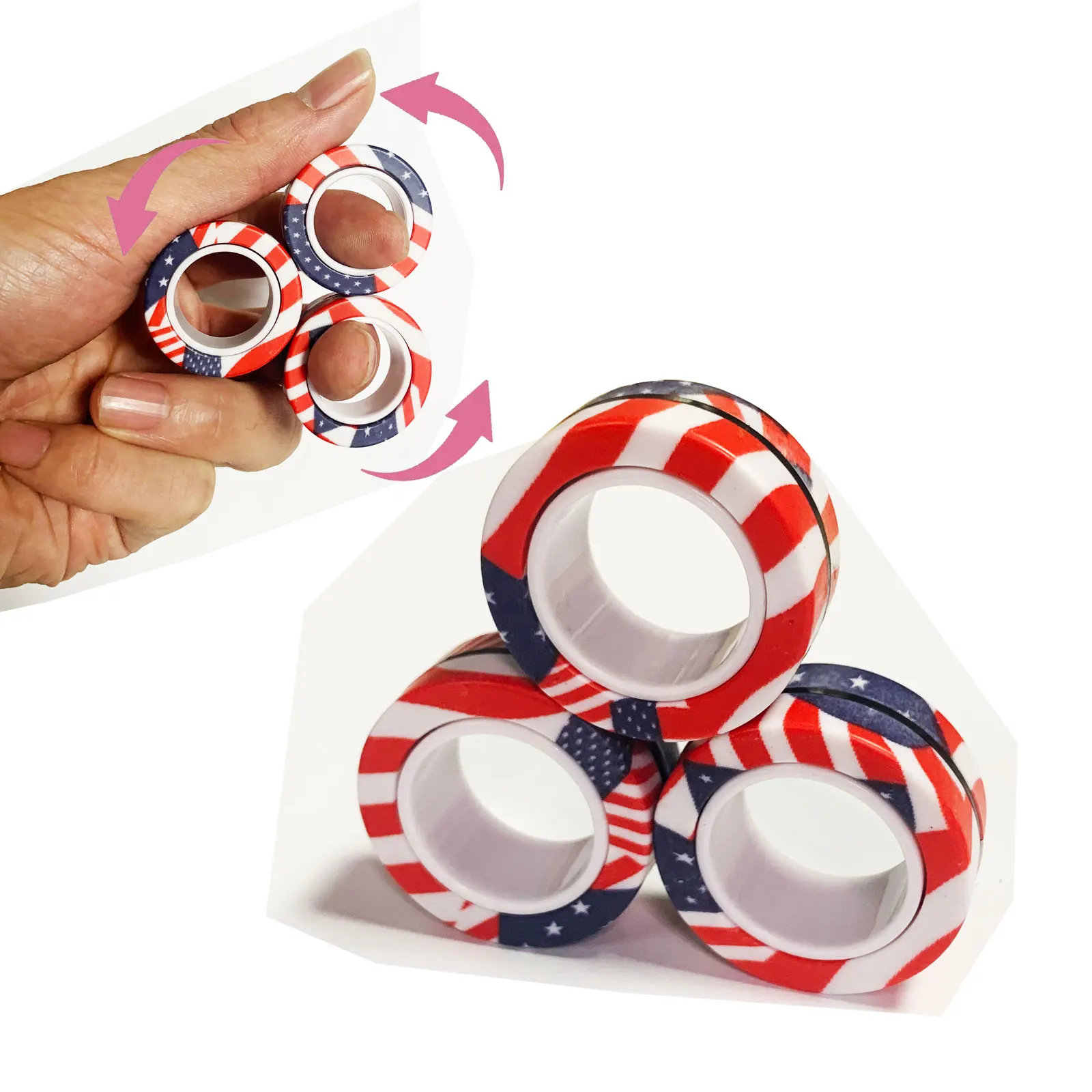 Finger Magnetic Rings Toy Decompression Fingertip Magic Gyro Toys Anxiety Disorder ADHD Stress Spinning Top Fidget Spinner Toys
