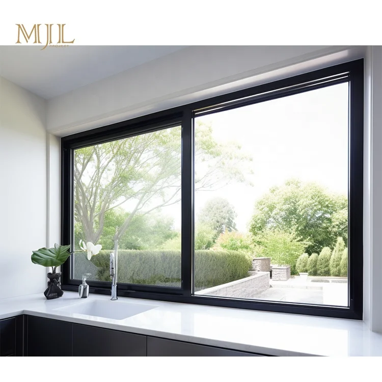 MJL latest simple design aluminium window 2 track resistant heat insulated sliding glass windows