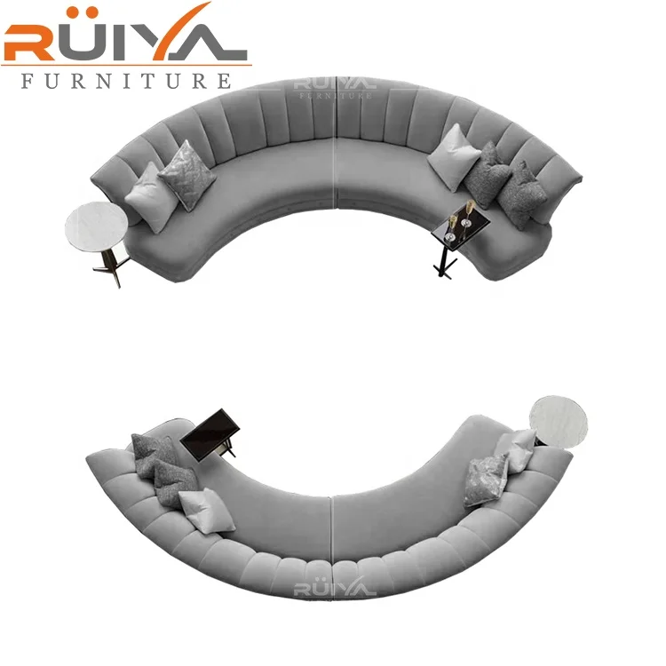 Ruiya furniture new model half moon leather sofa set