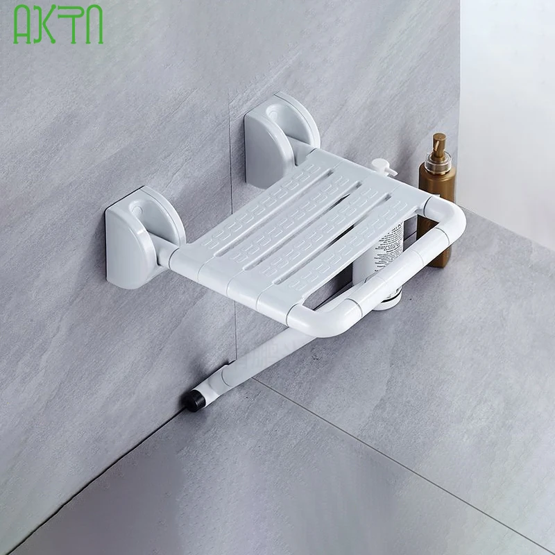 Wholesale Nursing Home Nylon Folding Bath Wall Mounted Chair Flip up Bathroom Shower Grab Bar Seats Elderly Wall Mounted Chair