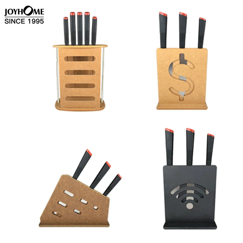 Kitchen design magnetic steel wood acacia knife block holder