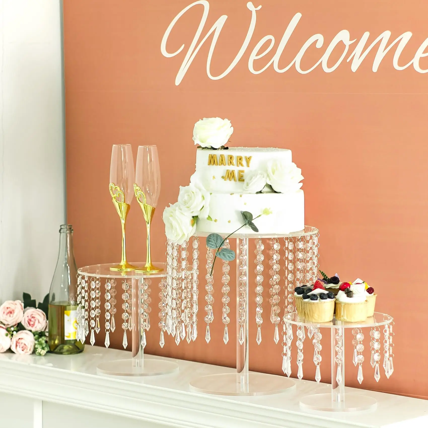 Manufacturer Cake Stands Transparent Acrylic Cake Holder Circular Design for Weddings Banquets and Parties-for Display Racks