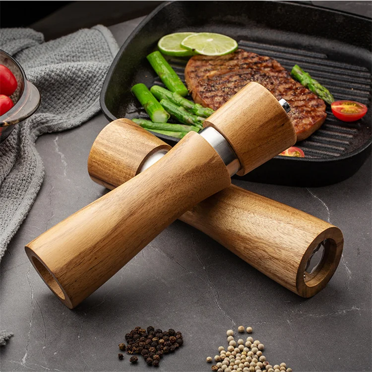 Harmony Refillable Salt & Pepper Mills Adjust for Customized Coarseness Wooden Salt and Pepper Grinder Set