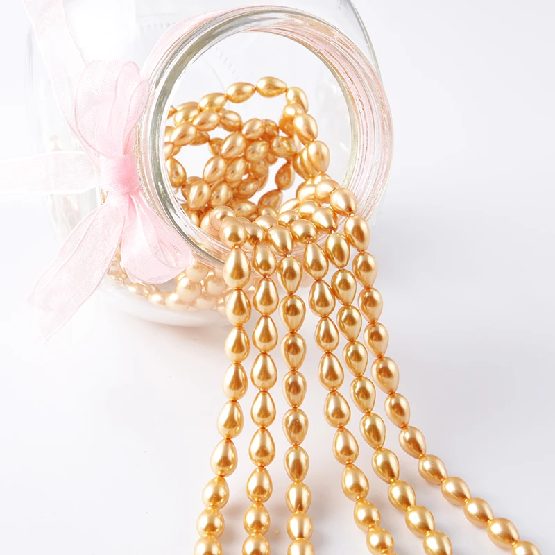 Wholesale Glass Teardrop Pearl Beads For Jewelry Making, Imitation Drop Pearls Loose Ivory Glass Pearl Beads